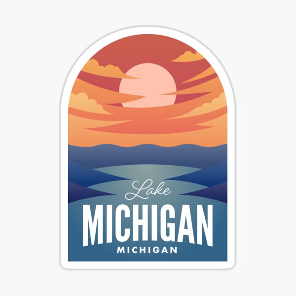 Item preview, Lake Michigan MI Retro Sunset designed and sold by HalpinDesign.