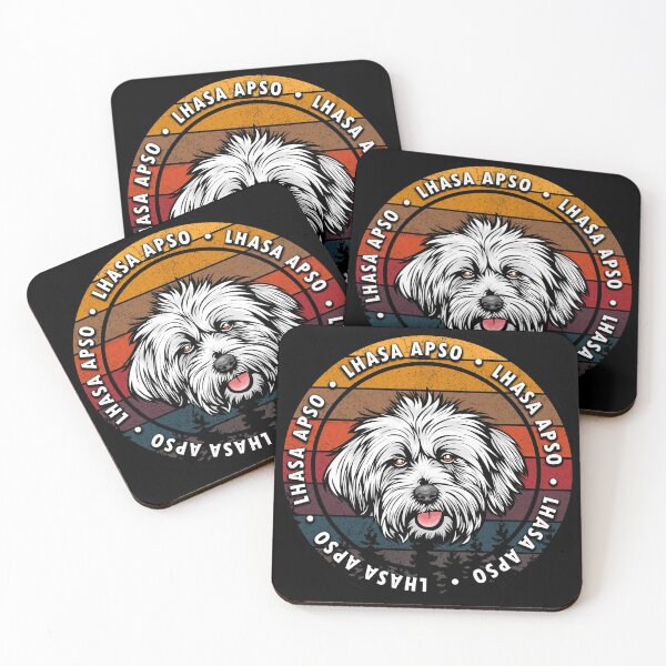 Item preview, Lhasa Apso distressed sunset retro dog face design designed and sold by SamRVstore.