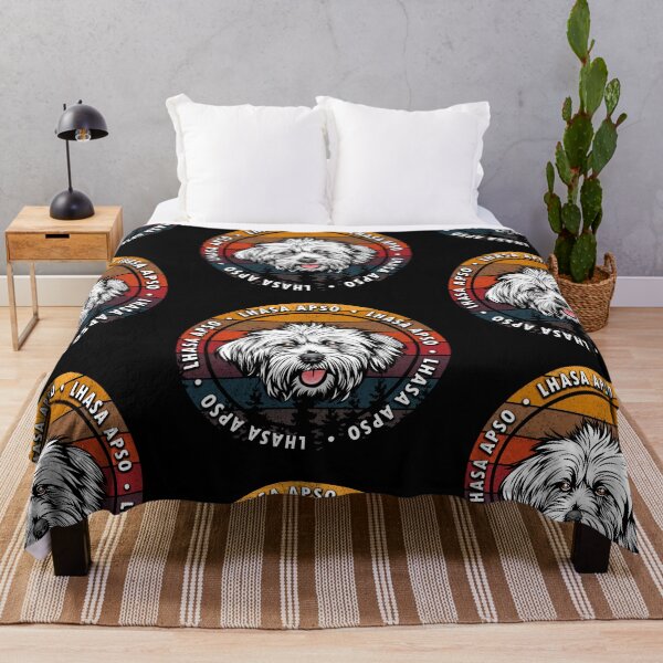 Item preview, Lhasa Apso distressed sunset retro dog face design designed and sold by SamRVstore.