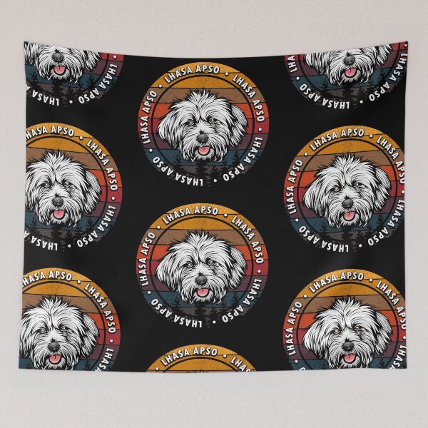 Item preview, Lhasa Apso distressed sunset retro dog face design designed and sold by SamRVstore.
