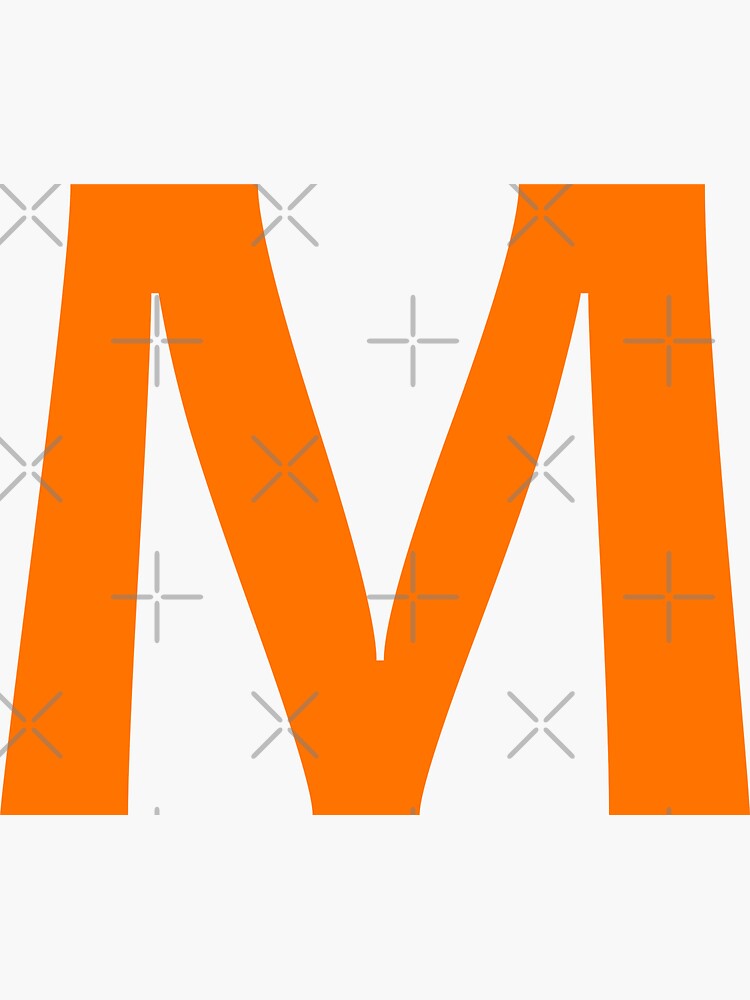 Letter Art Orange Retro Pixel Pattern - M Sticker for Sale by