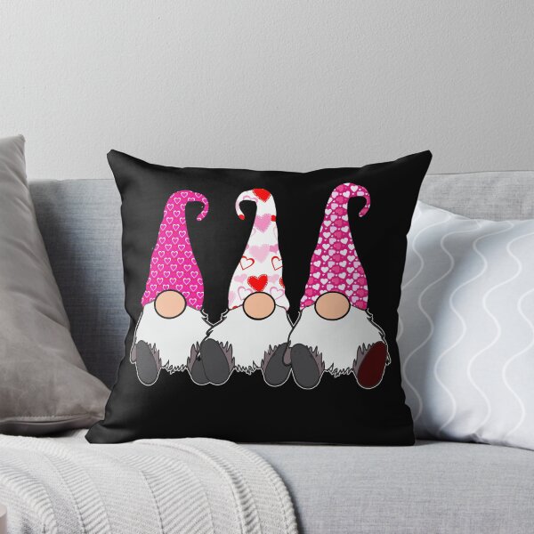 Item preview, 3 Valentines Pink Gnomes Red Pink Hats Hearts, Swedish Tomte Cute Elves designed and sold by funnytshirtemp.