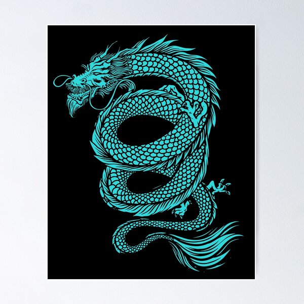 Item preview, Turquoise Chinese Japanese Dragon designed and sold by EddieBalevo.