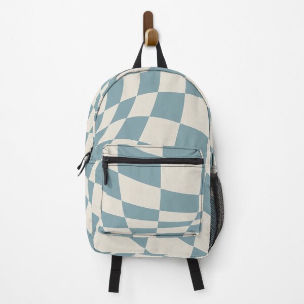 Item preview, Distorted Checkerboard Abstract Geometry Neutral Blue Grey Slate Blue Sage Blue and Cream designed and sold by polygem.