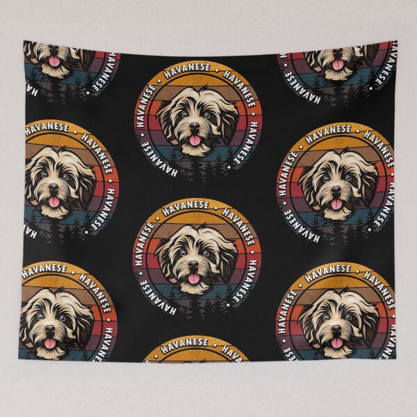 Item preview, Havanese distressed sunset retro dog face design designed and sold by SamRVstore.
