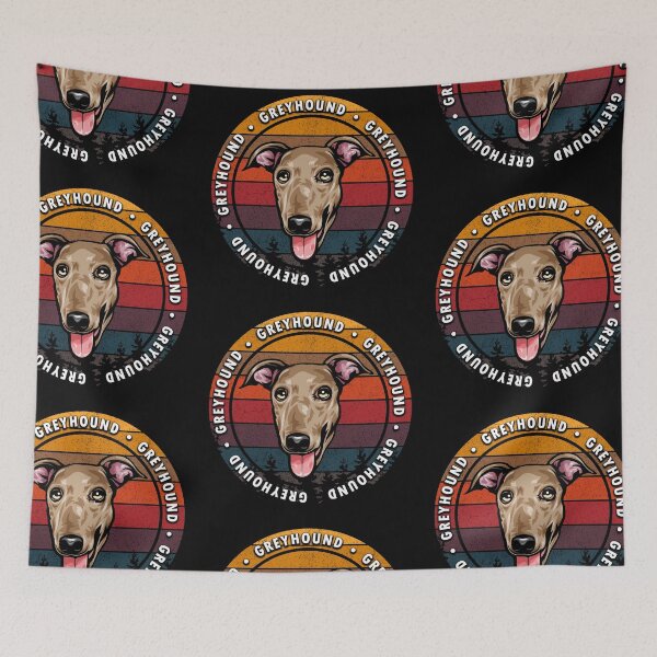 Item preview, Greyhound distressed sunset retro dog face design designed and sold by SamRVstore.