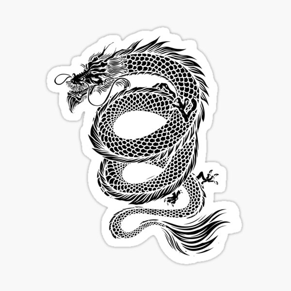 1pc Card Skin Sticker Dragon Black And White Kanji Seal Abstract
