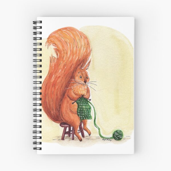 Item preview, Cute Watercolor Squirrel Knitting Illustration designed and sold by Brigidmalloy.