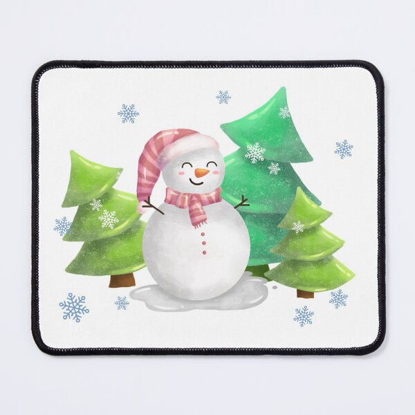 Item preview, Snowman with pine trees designed and sold by RaspberryParty.
