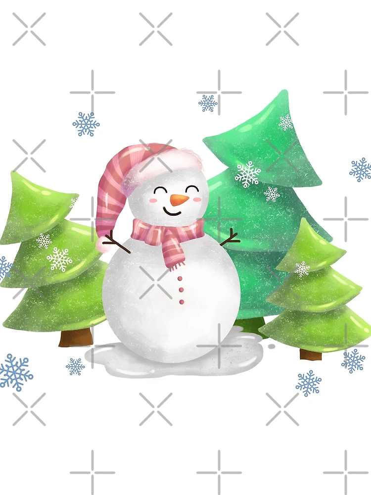 Thumbnail 3 of 3, Scarf, Snowman with pine trees designed and sold by RaspberryParty.