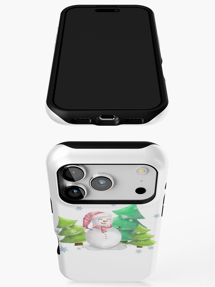 Thumbnail 3 of 4, iPhone Case, Snowman with pine trees designed and sold by RaspberryParty.