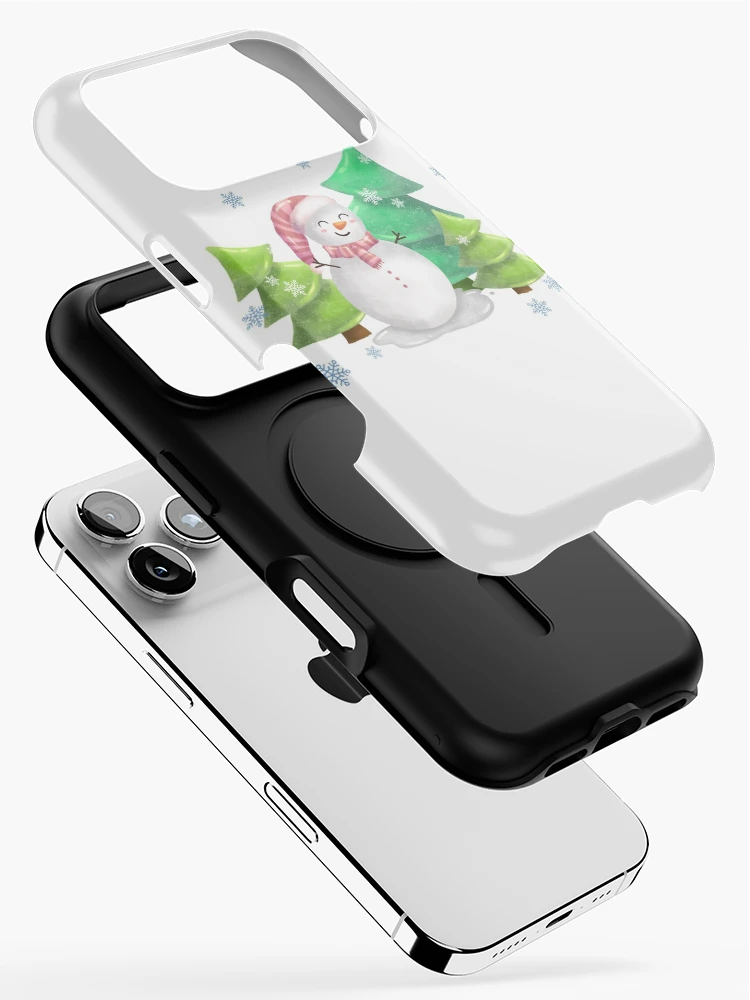 Thumbnail 2 of 4, iPhone Case, Snowman with pine trees designed and sold by RaspberryParty.