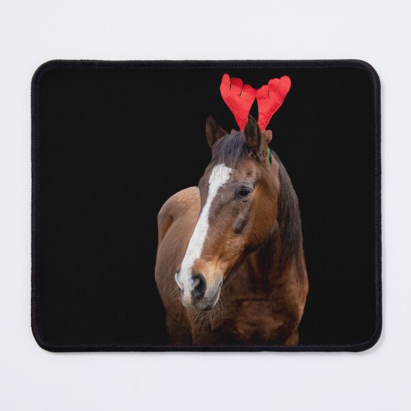 Item preview, Christmas Lusitano horse, black background, cute and funny, red hat.  designed and sold by AylaHarbich.