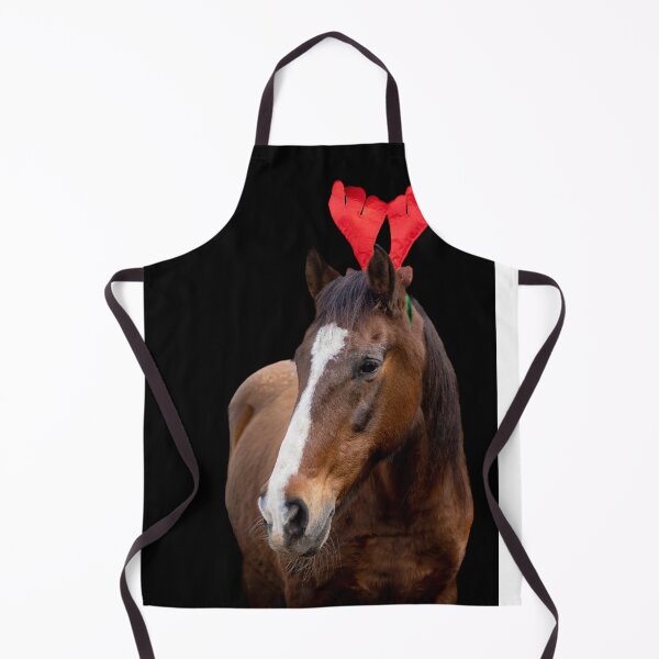 Item preview, Christmas Lusitano horse, black background, cute and funny, red hat. designed and sold by AylaHarbich.