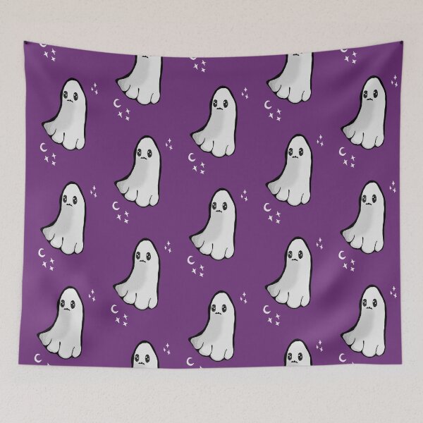 Item preview, Cute spooky ghost dark purple background designed and sold by DemonicGloom.