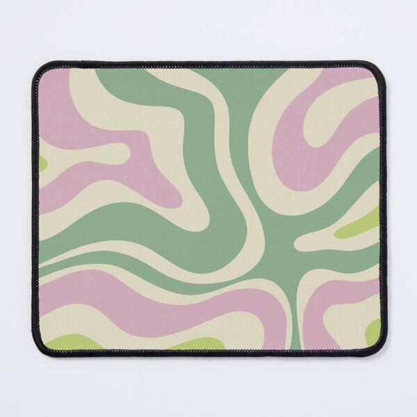 Item preview, Modern Retro Liquid Swirl Abstract in Soft Pastel Lavender Pink Lime Green Cream designed and sold by kierkegaard.