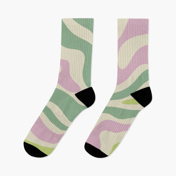 Item preview, Modern Retro Liquid Swirl Abstract in Soft Pastel Lavender Pink Lime Green Cream designed and sold by kierkegaard.