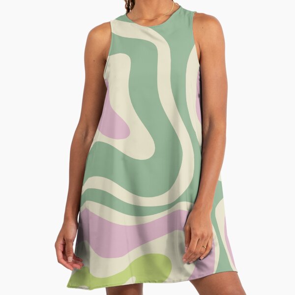 Modern Retro Liquid Swirl Abstract Pattern in Light Sage Green and Cream" A-Line Dress for Sale by kierkegaard | Redbubble Modern Retro Liquid Swirl Abstract Pattern in Light Sage Green and Cream" A-Line Dress for Sale by kierkegaard | Redbubble