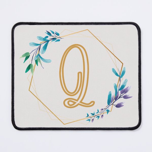 Item preview, Cursive Letter Q Floral Frame designed and sold by LetterMom.