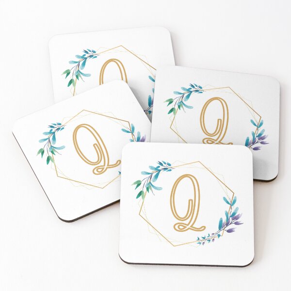 Item preview, Cursive Letter Q Floral Frame designed and sold by LetterMom.