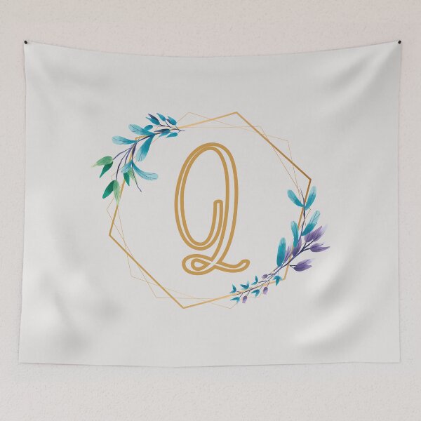 Item preview, Cursive Letter Q Floral Frame designed and sold by LetterMom.