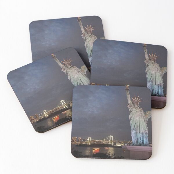 Item preview, Liberty and the Rainbow Bridge | Summer Night at Odaiba, Tokyo designed and sold by manamicreates.