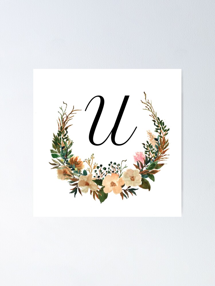 Silhouette Design Store: Flower Monogram Letter U  Floral monogram letter,  Floral letters, Floral monogram