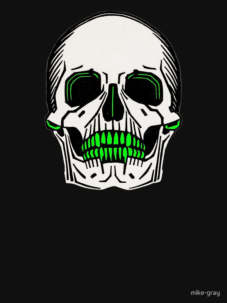 Dark Skull with Neon Highlights and Green Teeth by mike-gray
