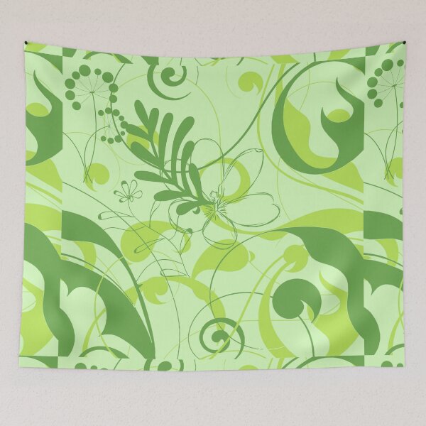Item preview, Abstract Nature Green Pattern - Mixed Leaves, Flowers. Wild Botanical designed and sold by silviaol.