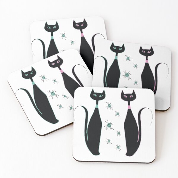 Item preview, Pink and Turquoise Retro Kitties Meet Up designed and sold by LisWilliams.