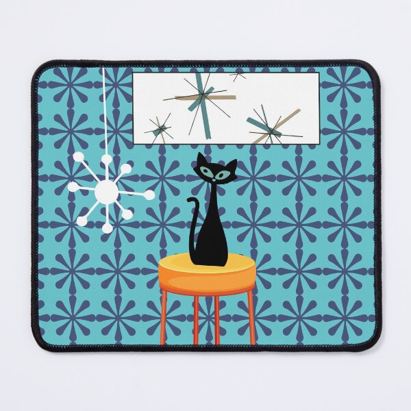 Item preview, MCM Kittie Perched on a Stool in a Retro 50s Room Adorned with Starbursts designed and sold by LisWilliams.