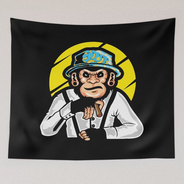 Item preview, Mafia Monkey illustration - Cool Retro Vintage Monkey Design Gift Idea For Monkey Lovers designed and sold by Prince - Bestseller ★★★★★.