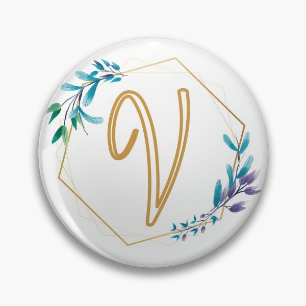 Item preview, Cursive Letter V Floral Frame designed and sold by LetterMom.