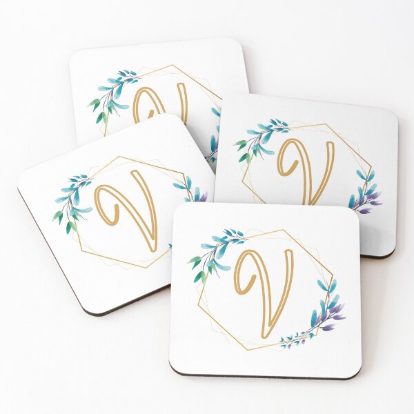 Item preview, Cursive Letter V Floral Frame designed and sold by LetterMom.