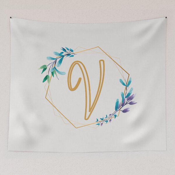Item preview, Cursive Letter V Floral Frame designed and sold by LetterMom.