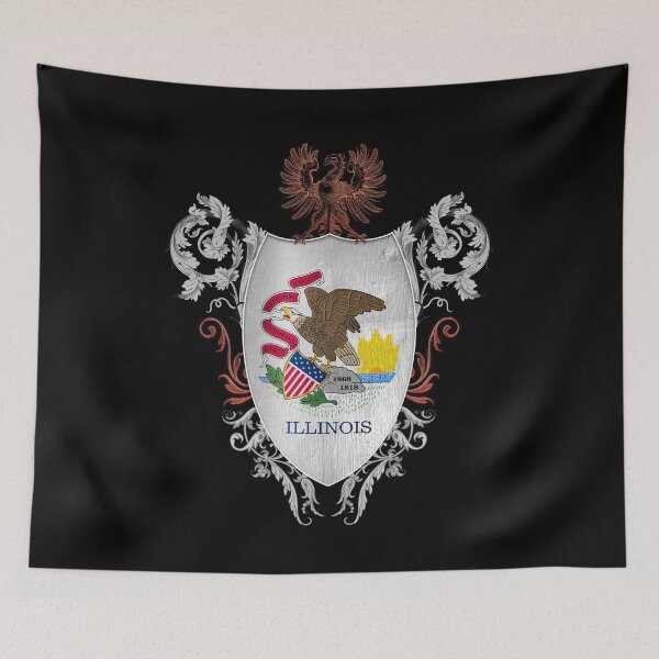 Item preview, Illinois flag medieval heraldry coat of arms style designed and sold by ChaosEdits.