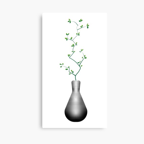 Night Willow plant Brushed Metal vase Canvas Print
