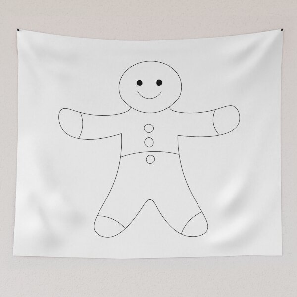 Item preview, COLOUR ME! Happy Christmas Gingerbread Man, black and white, colouring page style, colour your own Christmas card, sticker, t-shirt, bag, art print, notebook cover! Great gift for kids! designed and sold by Susan Marie Williams.