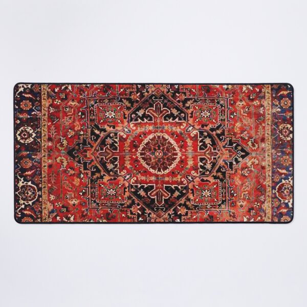 Vista previa del artículo con la obra «Alfombra persa boho vintage antigua Heriz con estampado», diseñado y vendido por Vicky Brago-Mitchell®.