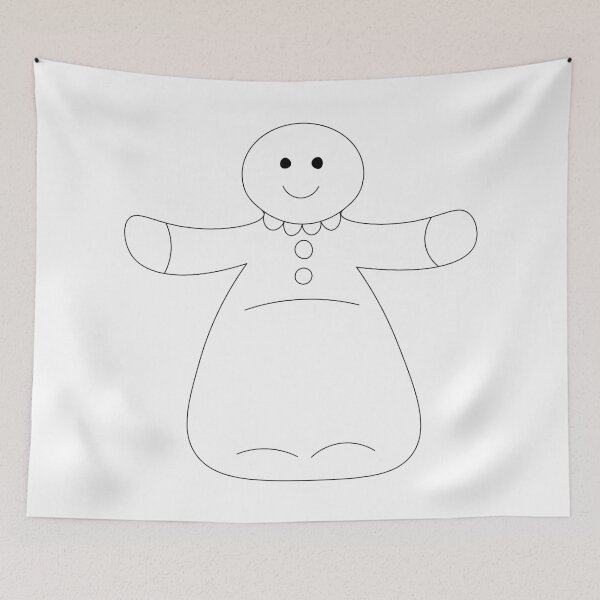 Item preview, COLOUR ME! Happy Christmas Gingerbread Lady, black and white, colouring page style, colour your own Christmas card, sticker, t-shirt, bag, art print, notebook cover! Great gift for kids! designed and sold by Susan Marie Williams.