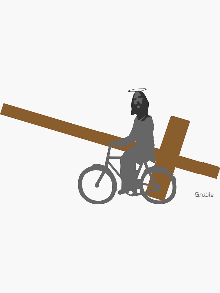 "Jesus on the bike" Sticker for Sale by Grobie Redbubble