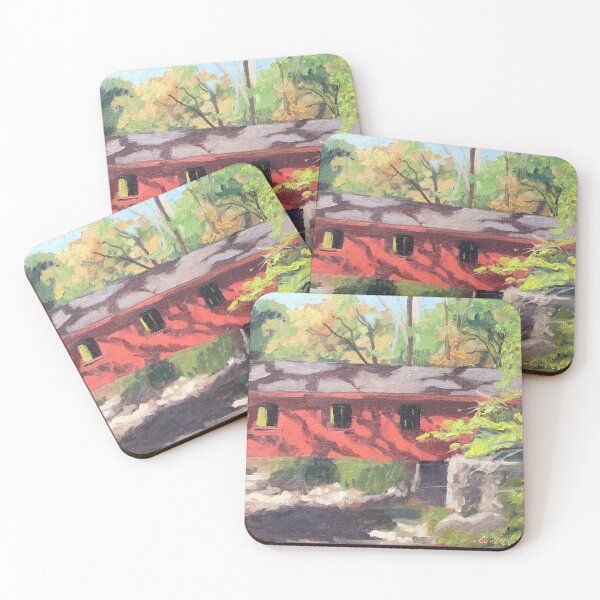 Item preview, Red Covered Bridge in Fall designed and sold by GoldsmithGifts.