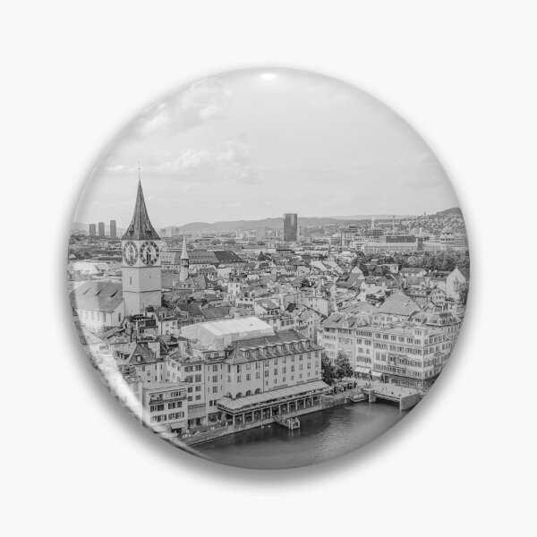 Item preview, Zurich Old Town from Grossmunster Church, Zurich, Switzerland - Black & White #1 designed and sold by ywphotos.