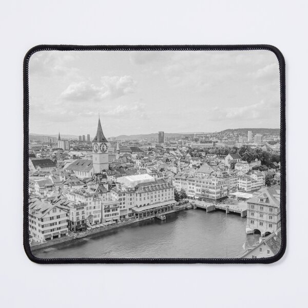 Item preview, Zurich Old Town from Grossmunster Church, Zurich, Switzerland - Black & White #1 designed and sold by ywphotos.