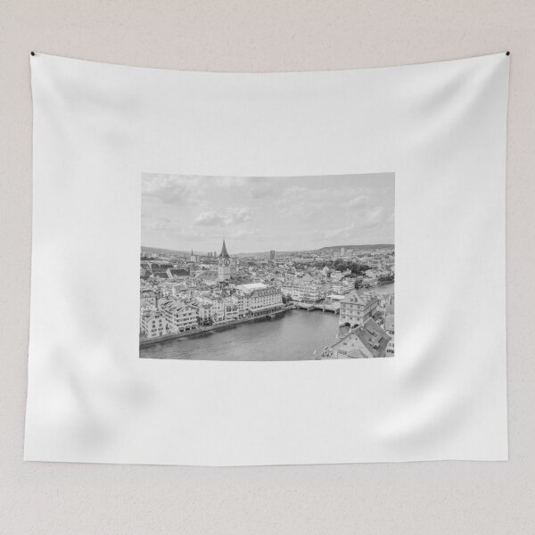 Item preview, Zurich Old Town from Grossmunster Church, Zurich, Switzerland - Black & White #1 designed and sold by ywphotos.