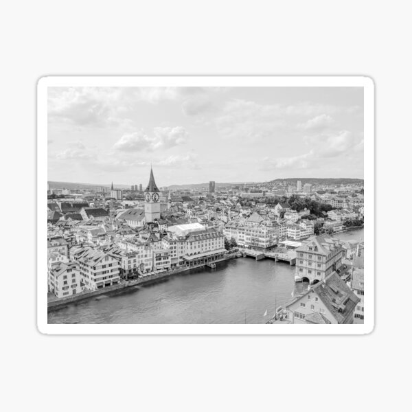 Item preview, Zurich Old Town from Grossmunster Church, Zurich, Switzerland - Black & White #1 designed and sold by ywphotos.