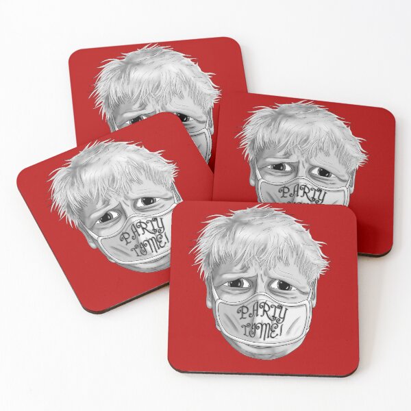 Artikelvorschau, Boris Johnson Party Time Maske Schwarz-Weiß entworfen und verkauft von Core Toggery.