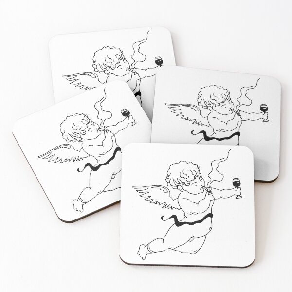 Item preview, cherub angel with drink and cigarette  designed and sold by ShopEasy9.