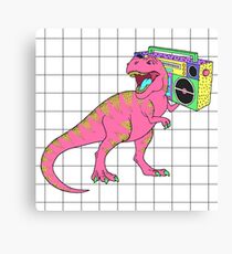 Tyrannosaurus rex with boombox in retro 80s style Canvas Print