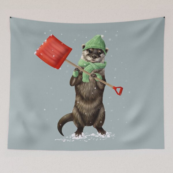 Item preview, Otter with snow shovel designed and sold by Mehu.